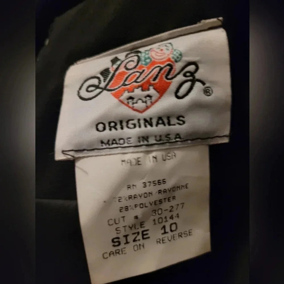 Vintage LANG ORIGINALS black cream crochet fringed sleeveless dress, size 10 - Picture 4 of 6